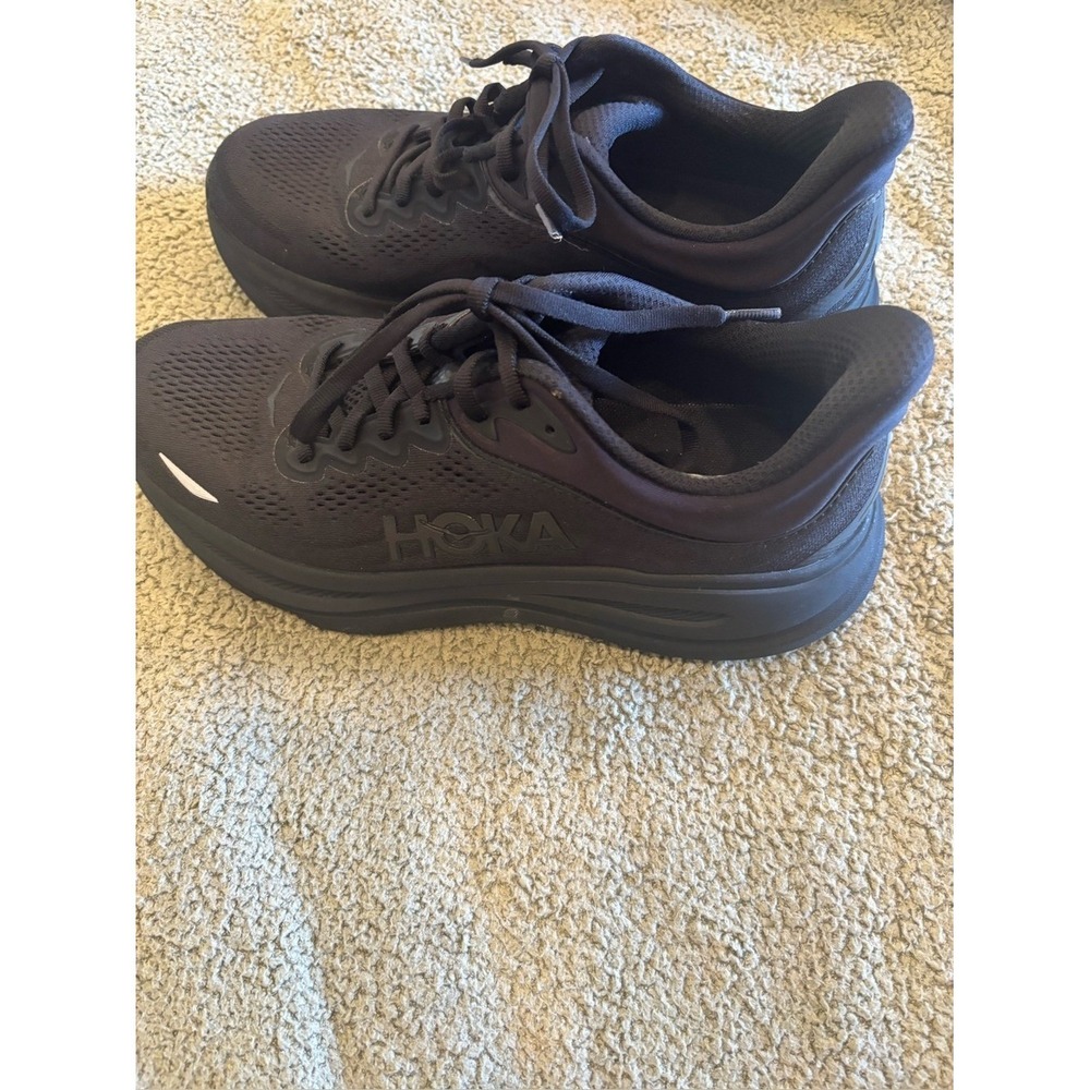 Hoka Bondi 9 Black Black Running Shoes Womens 9.5 B 1162012 BBLC Sneakers